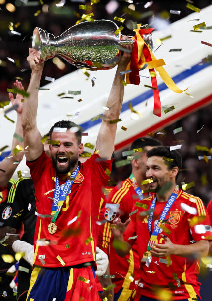 Spain celebrates with the trophy after winning the UEFA EURO 2024 posters